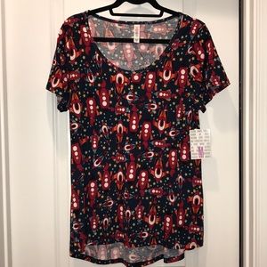 NWT Lularoe rocket Classic T medium MED red blue